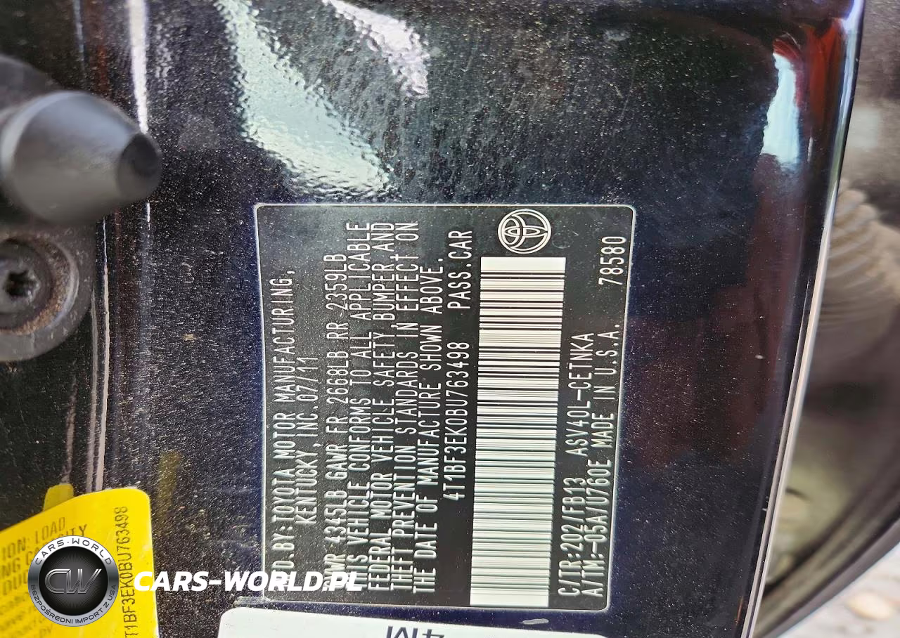 2011 Toyota Camry Base VIN:4T1BF3EK0BU763498 - 12