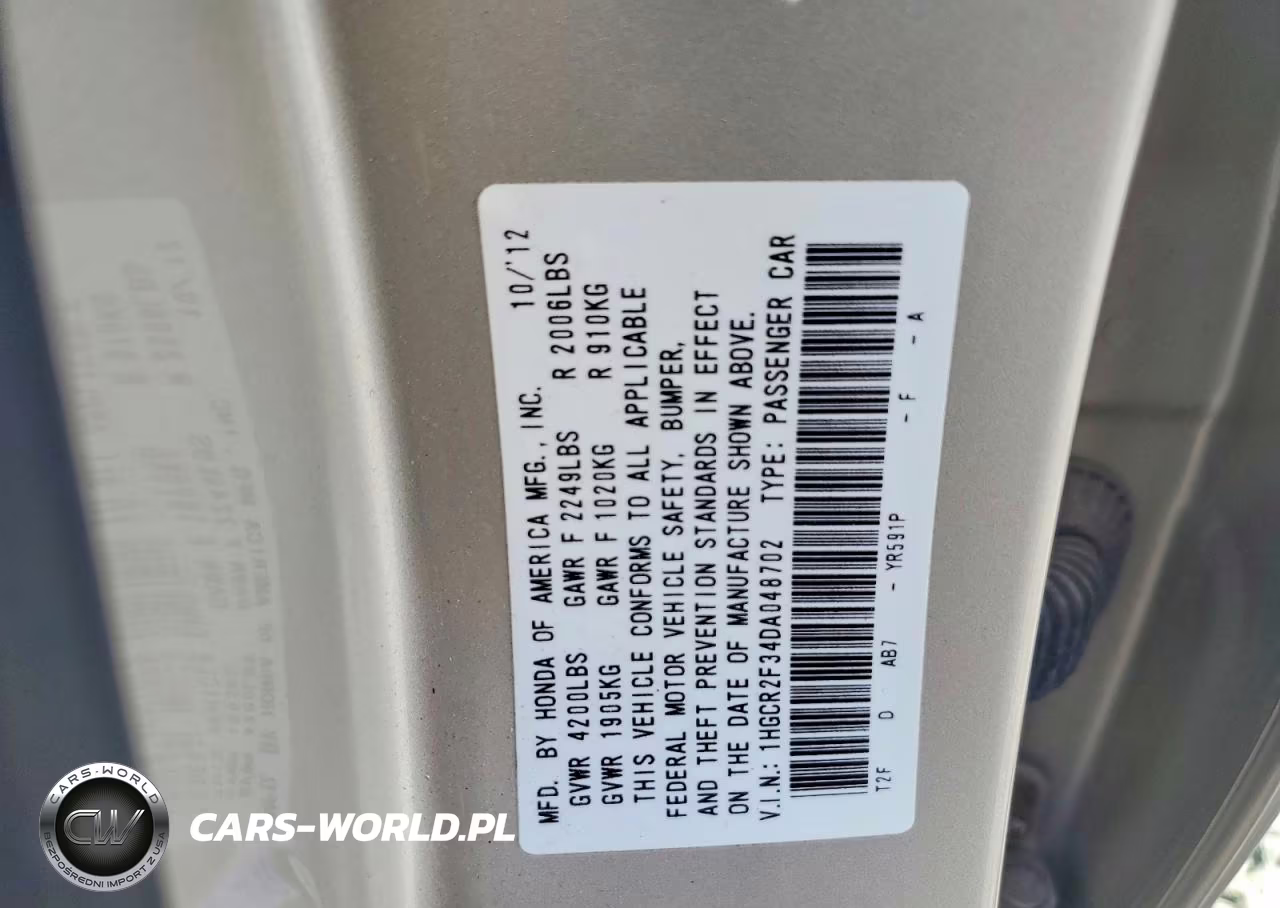 2013 Honda Accord Lx VIN:1HGCR2F34DA048702 - 12