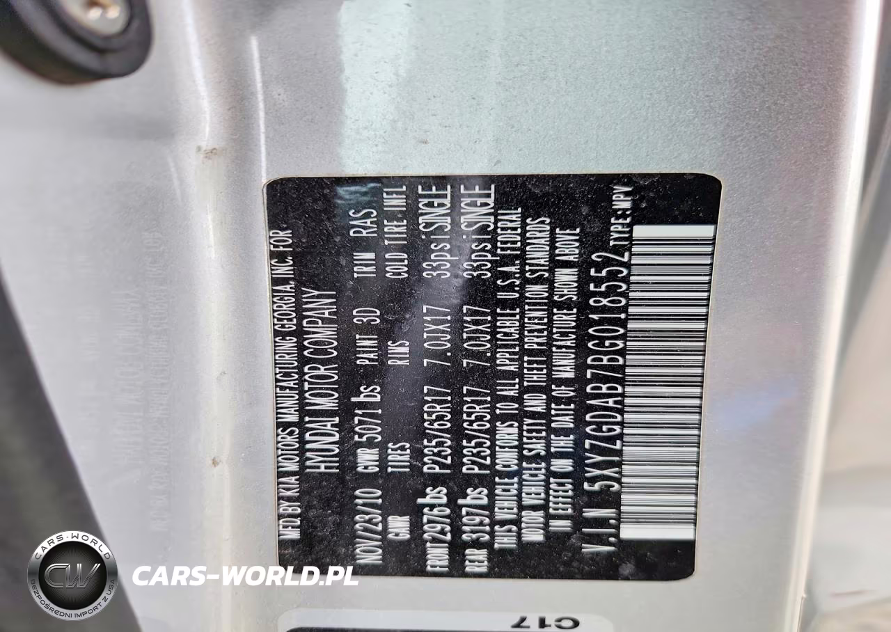 2011 Hyundai Santa Fe Gls VIN:5XYZGDAB7BG018552 - 12