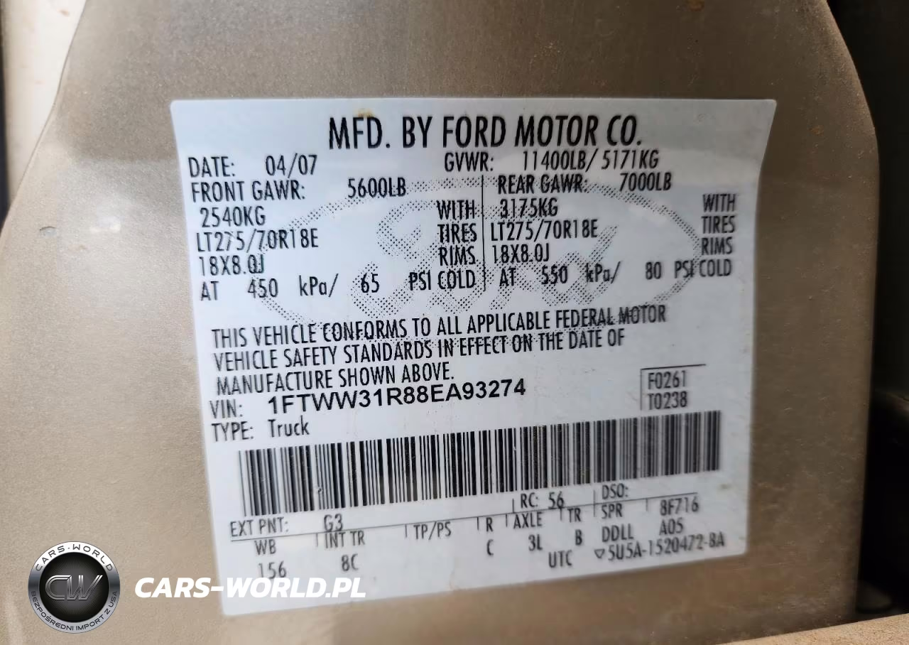 2008 Ford F350 Srw Super Duty VIN:1FTWW31R88EA93274 - 12