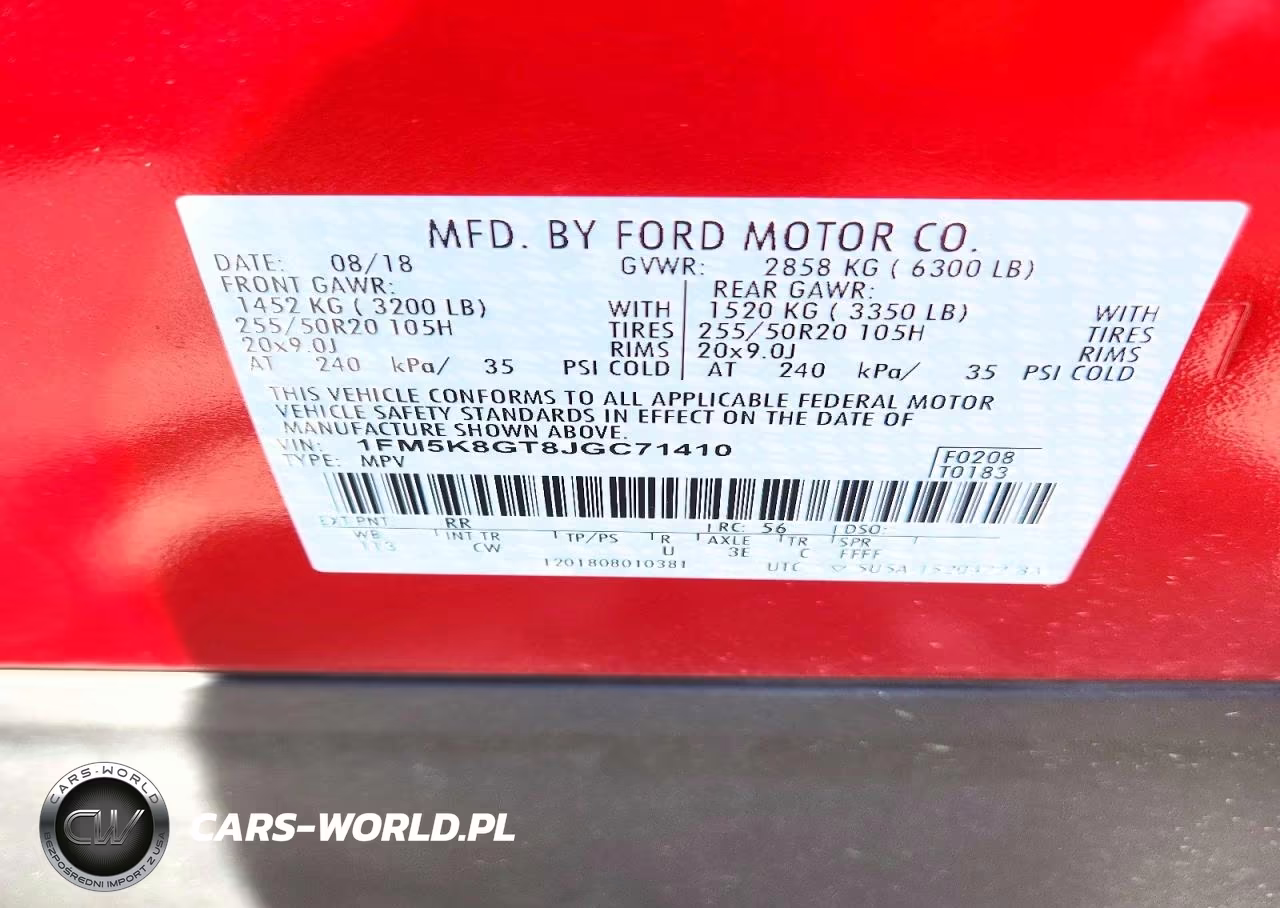 2018 Ford Explorer Sport VIN:1FM5K8GT8JGC71410 - 14