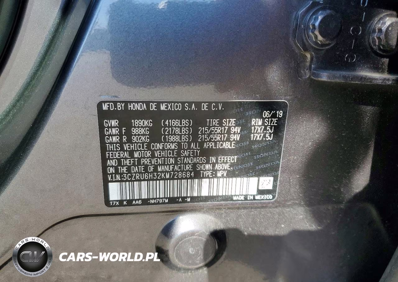 2019 Honda Hr-V Lx VIN:3CZRU6H32KM728684 - 13
