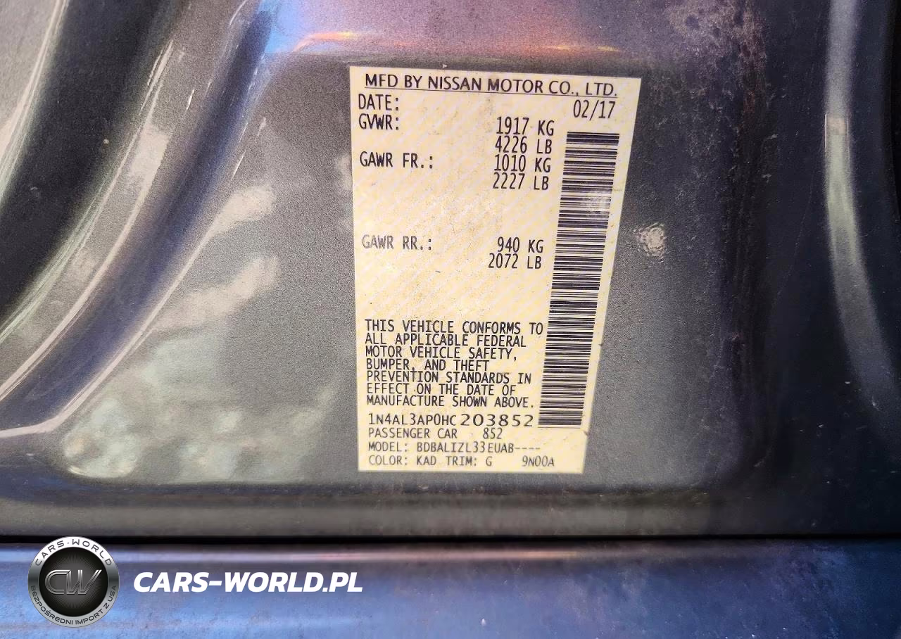 2017 Nissan Altima 2.5 Sv VIN:1N4AL3AP0HC203852 - 12