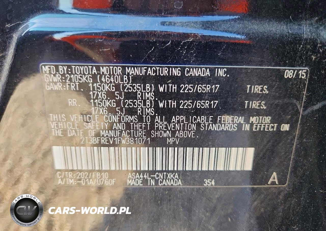 2015 Toyota Rav4 Le VIN:2T3BFREV1FW381071 - 13