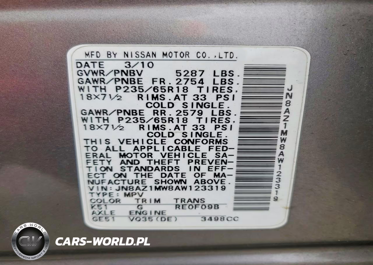 2010 Nissan Murano S VIN:JN8AZ1MW8AW123319 - 14