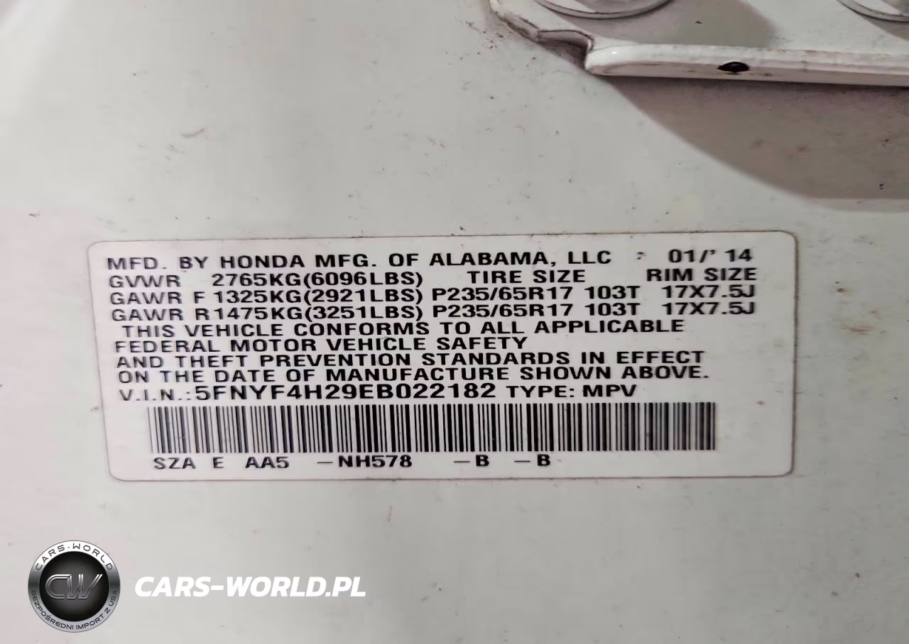 2014 Honda Pilot Lx VIN:5FNYF4H29EB022182 - 12