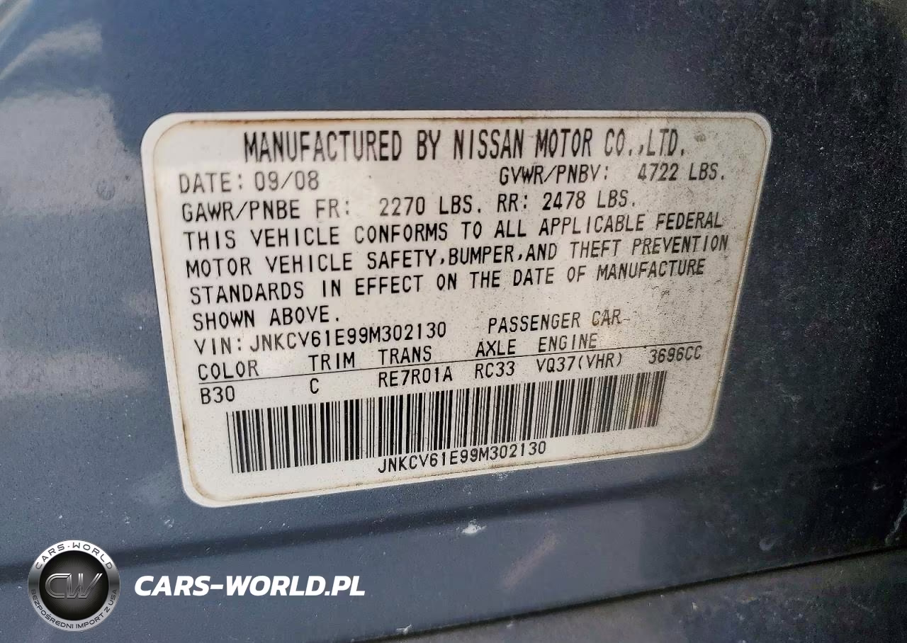 2009 Infiniti G37 Sedan Base VIN:JNKCV61E99M302130 - 12