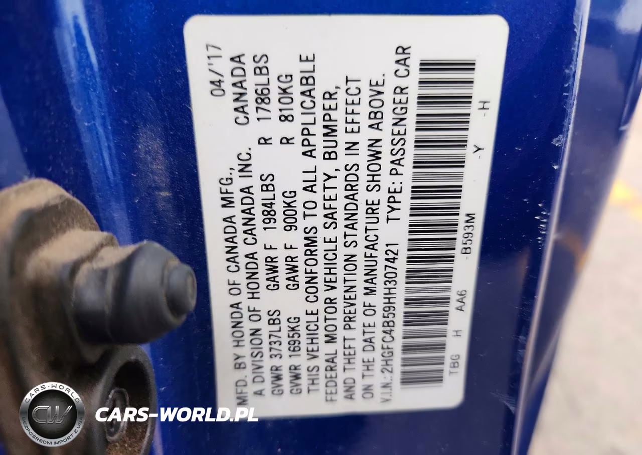 2017 Honda Civic Lx VIN:2HGFC4B59HH307421 - 12