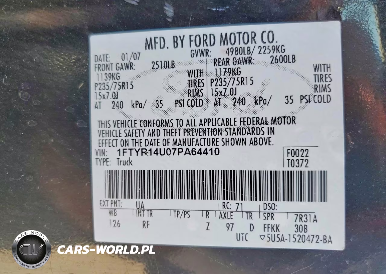 2007 Ford Ranger Super Cab VIN:1FTYR14U07PA64410 - 12