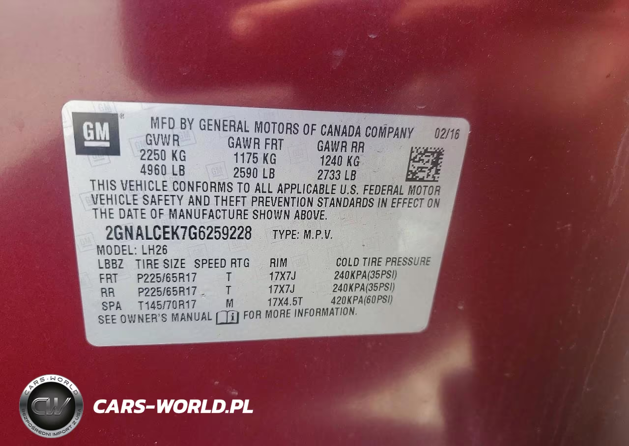 2016 Chevrolet Equinox Lt VIN:2GNALCEK7G6259228 - 13