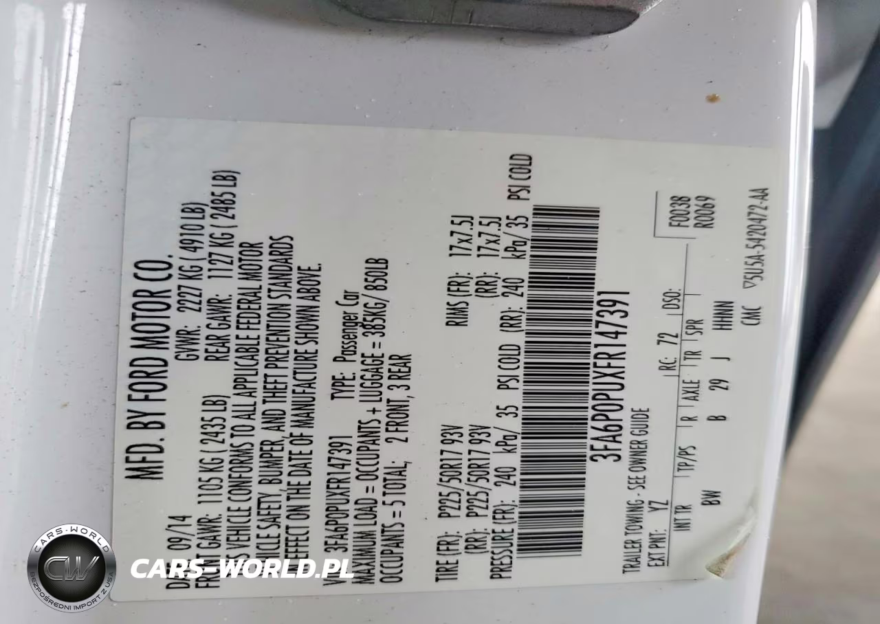 2015 Ford Fusion Se Phev VIN:3FA6P0PUXFR147391 - 12