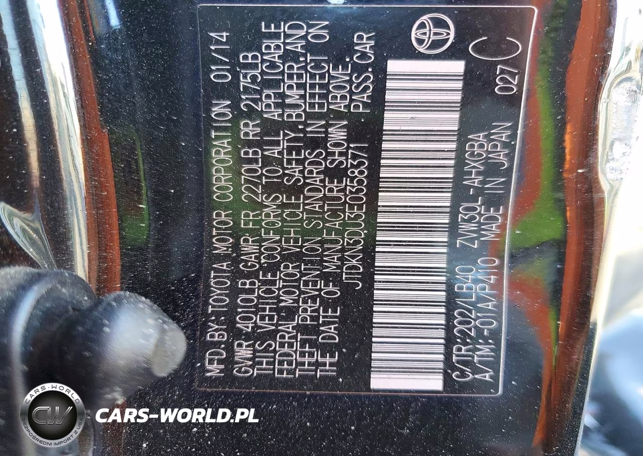 2014 Toyota Prius Four VIN:JTDKN3DU3E0358371 - 12