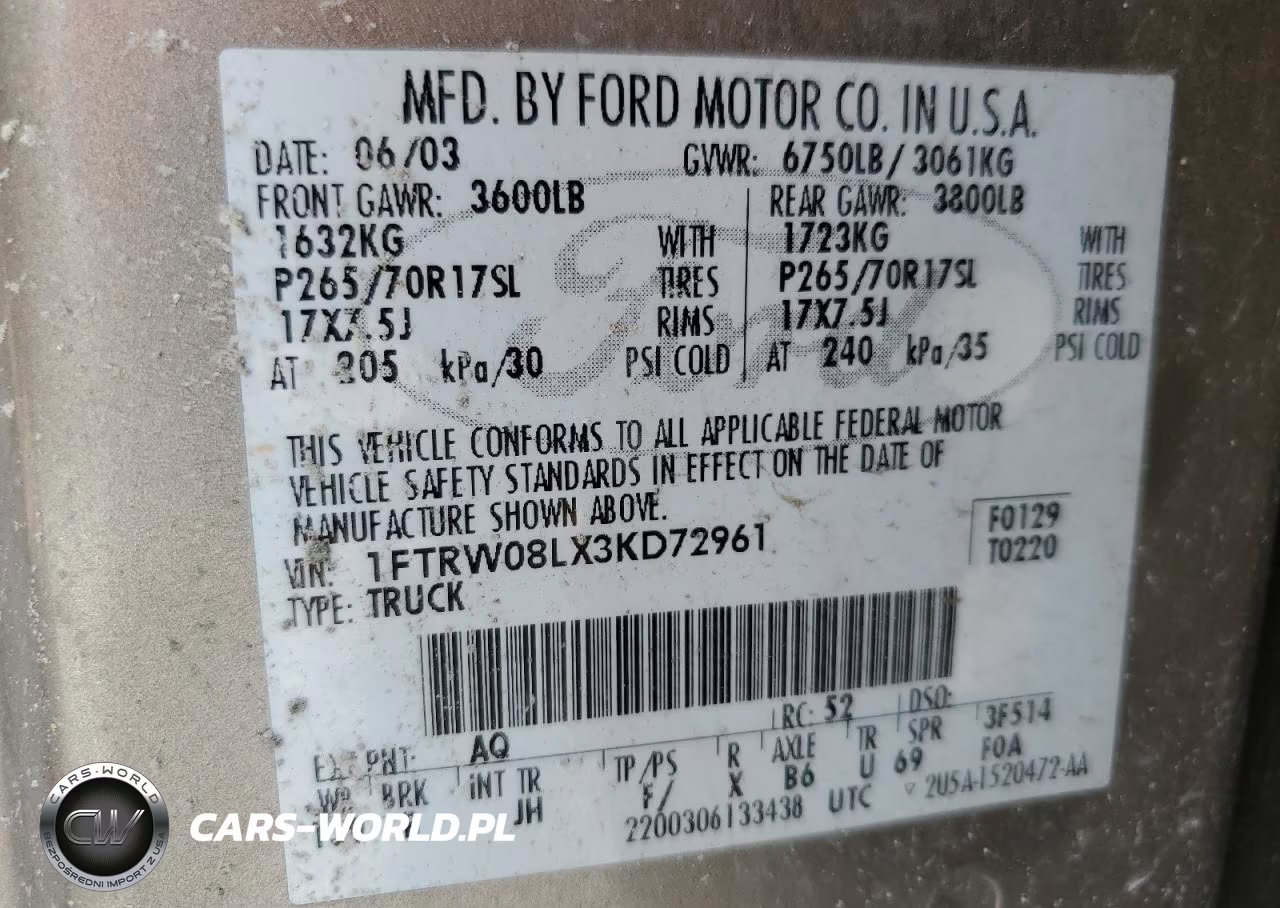 2003 Ford F150 Supercrew VIN:1FTRW08LX3KD72961 - 12