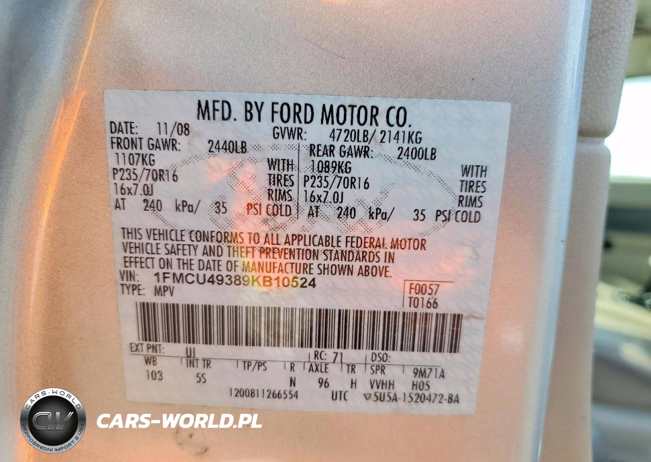 2009 Ford Escape Hybrid VIN:1FMCU49389KB10524 - 12