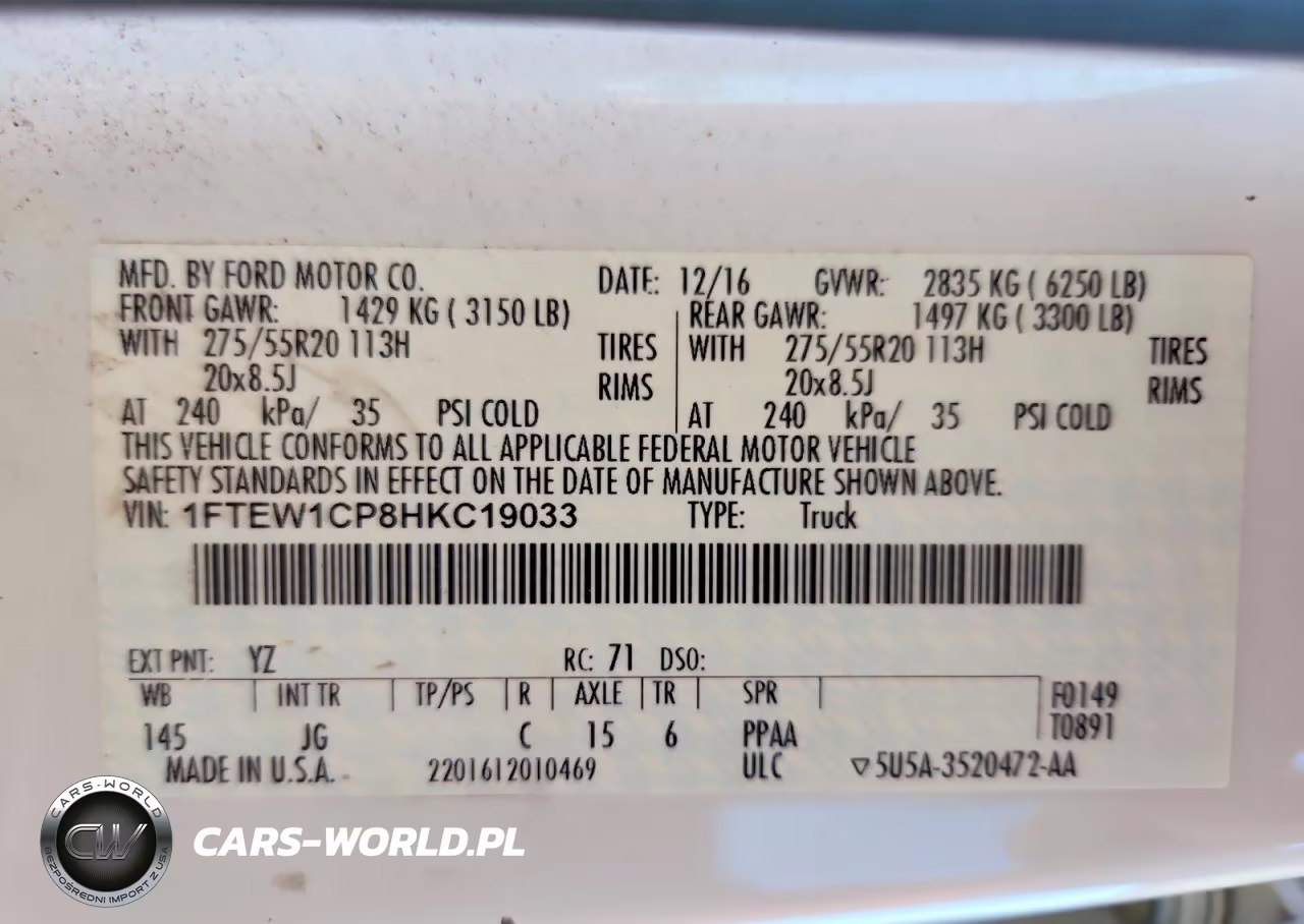 2017 Ford F150 Supercrew VIN:1FTEW1CP8HKC19033 - 13