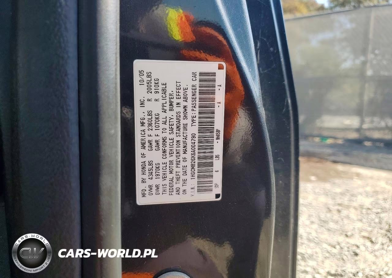 2006 Honda Accord Ex VIN:1HGCM826X6A004790 - 12