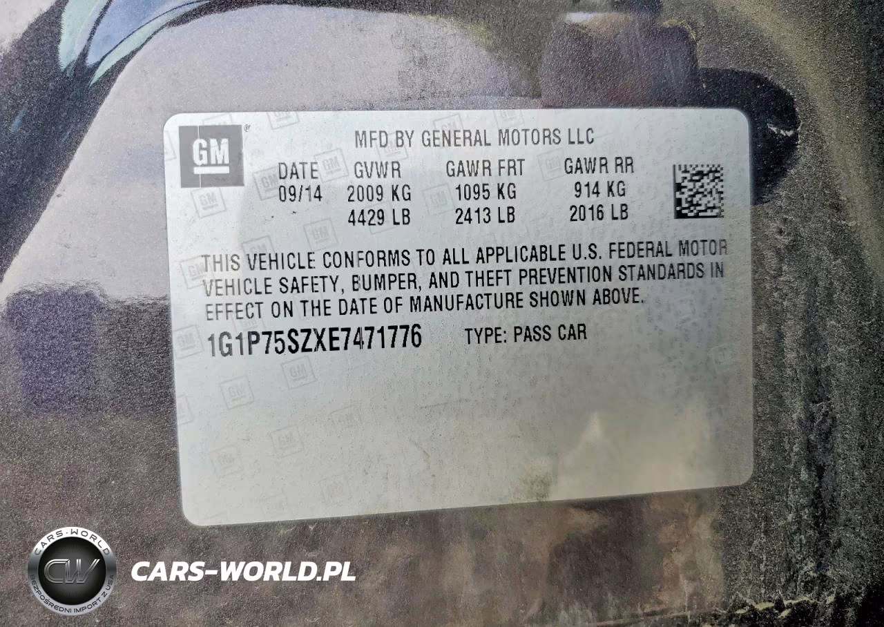2014 Chevrolet Cruze VIN:1G1P75SZXE7471776 - 12