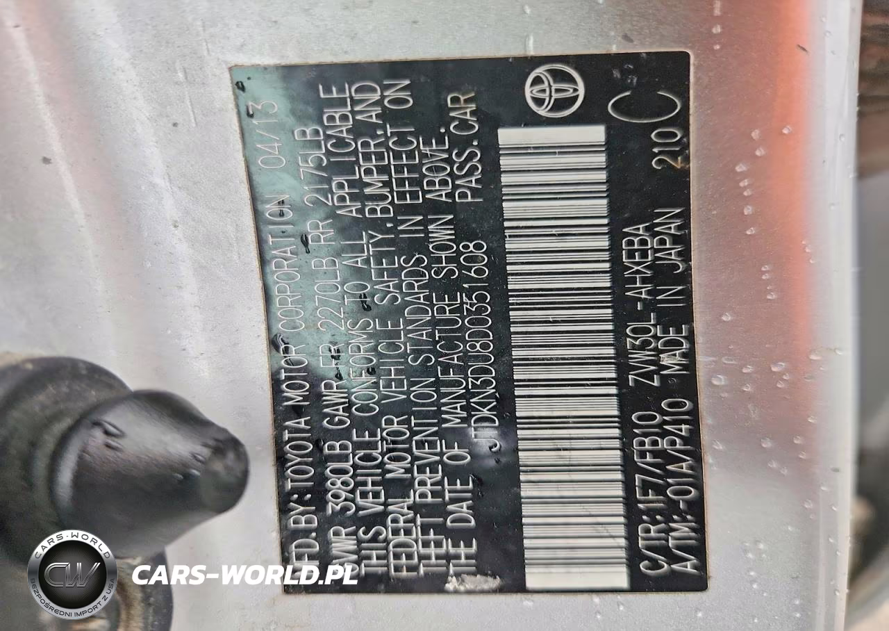 2013 Toyota Prius Two VIN:JTDKN3DU8D0351608 - 12