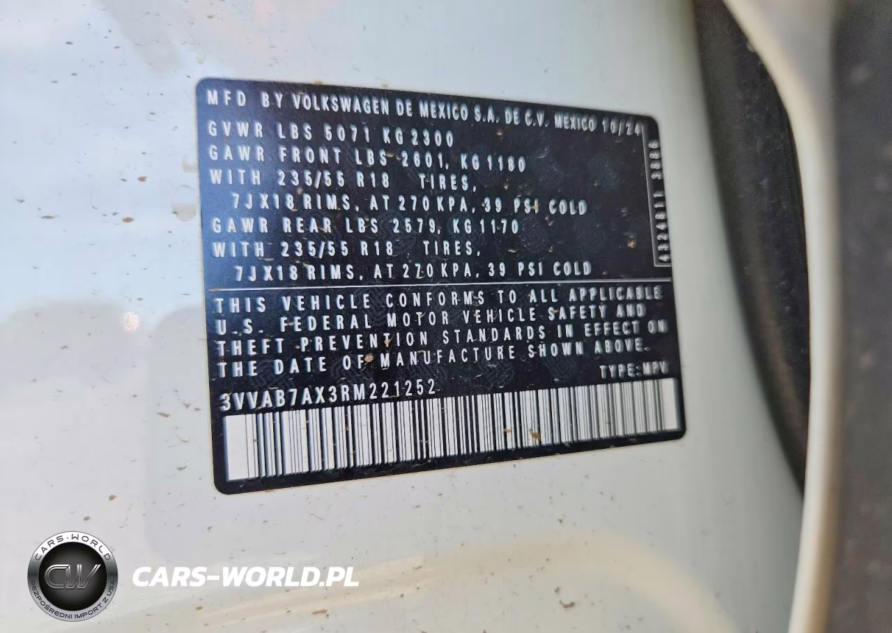 2024 Volkswagen Tiguan Wolfsburg VIN:3VVAB7AX3RM221252 - 14