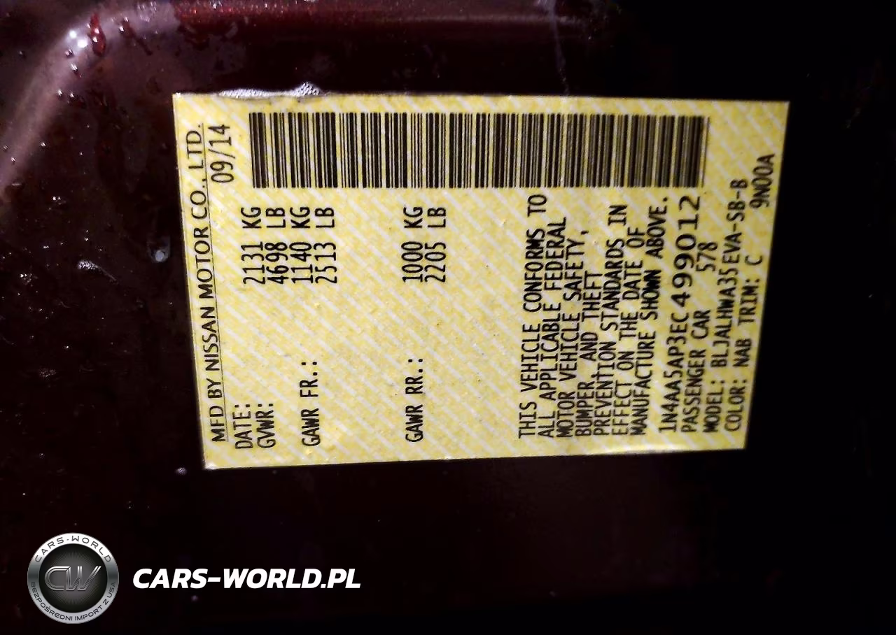 2014 Nissan Maxima 3.5 Sv VIN:1N4AA5AP3EC499012 - 13