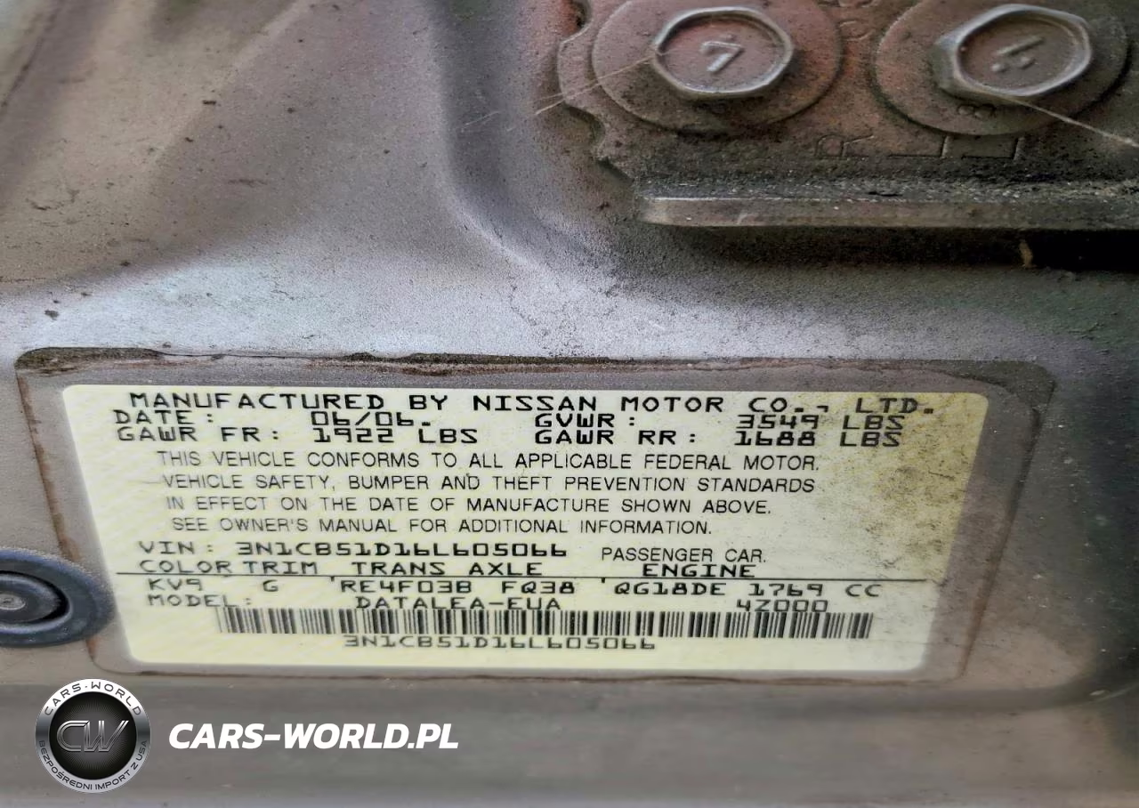 2006 Nissan Sentra 1.8 VIN:3N1CB51D16L605066 - 12