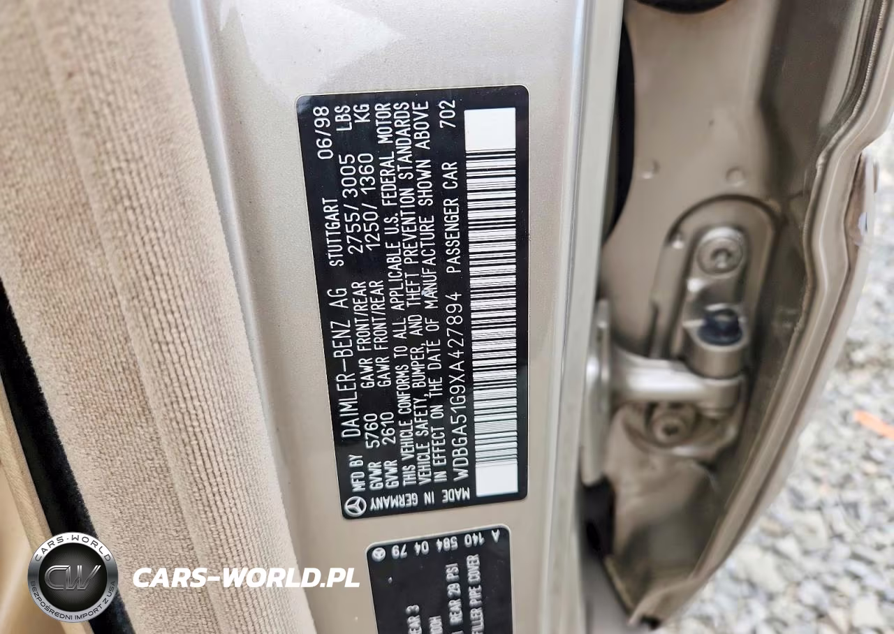 1999 Mercedes-Benz S 500 VIN:WDBGA51G9XA427894 - 12