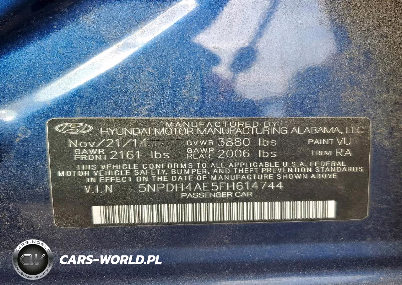 2015 Hyundai Elantra Se VIN:5NPDH4AE5FH614744 - 12