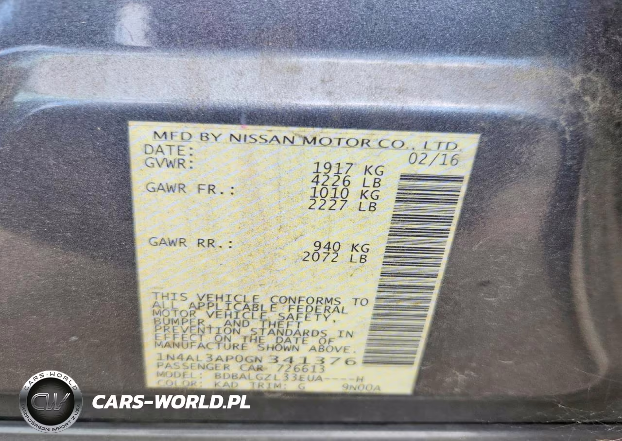 2016 Nissan Altima 2.5 S VIN:1N4AL3AP0GN341376 - 12