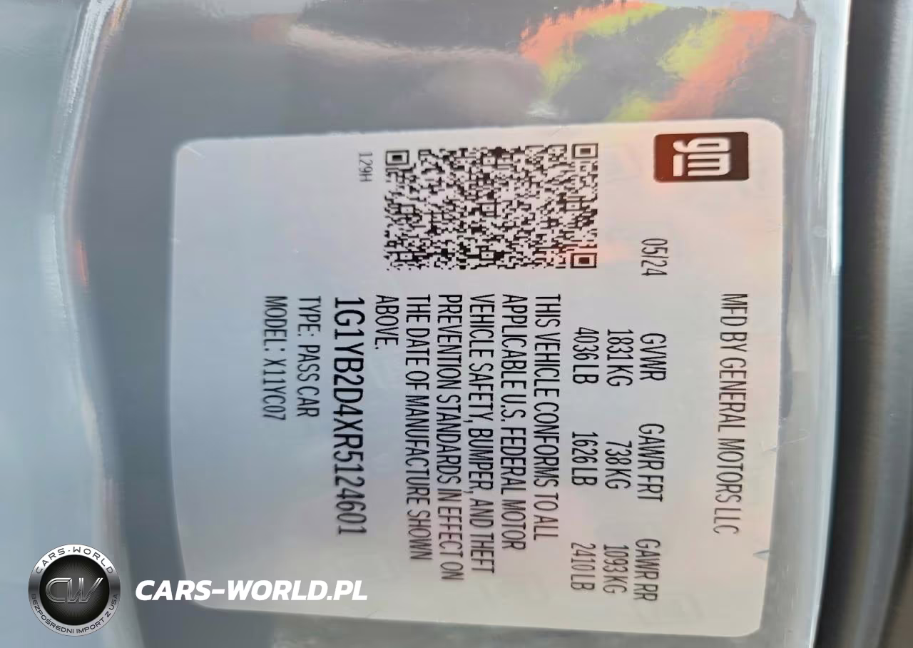 2024 Chevrolet Corvette Stingray 2Lt VIN:1G1YB2D4XR5124601 - 12