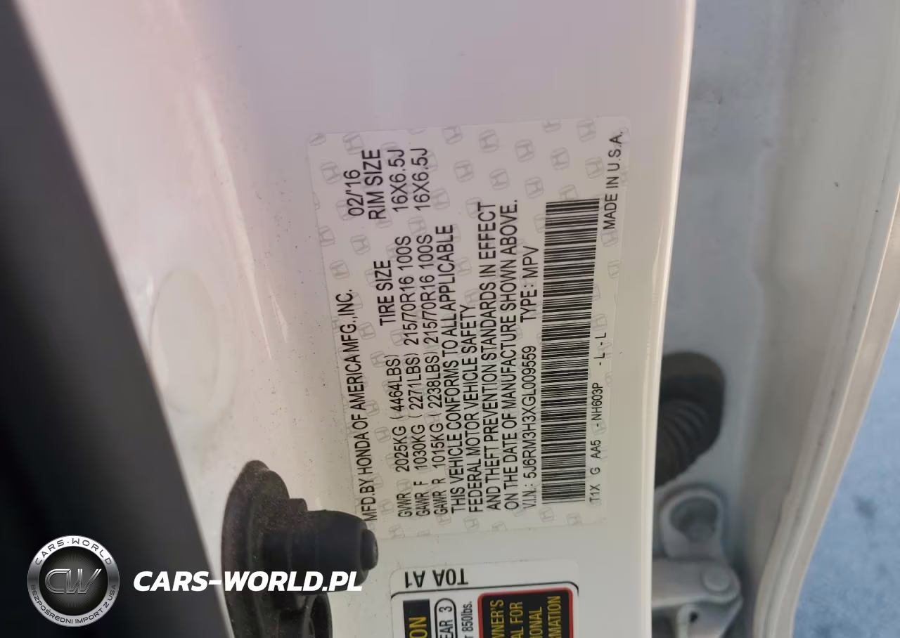 2016 Honda Cr-V Lx VIN:5J6RM3H3XGL009559 - 13