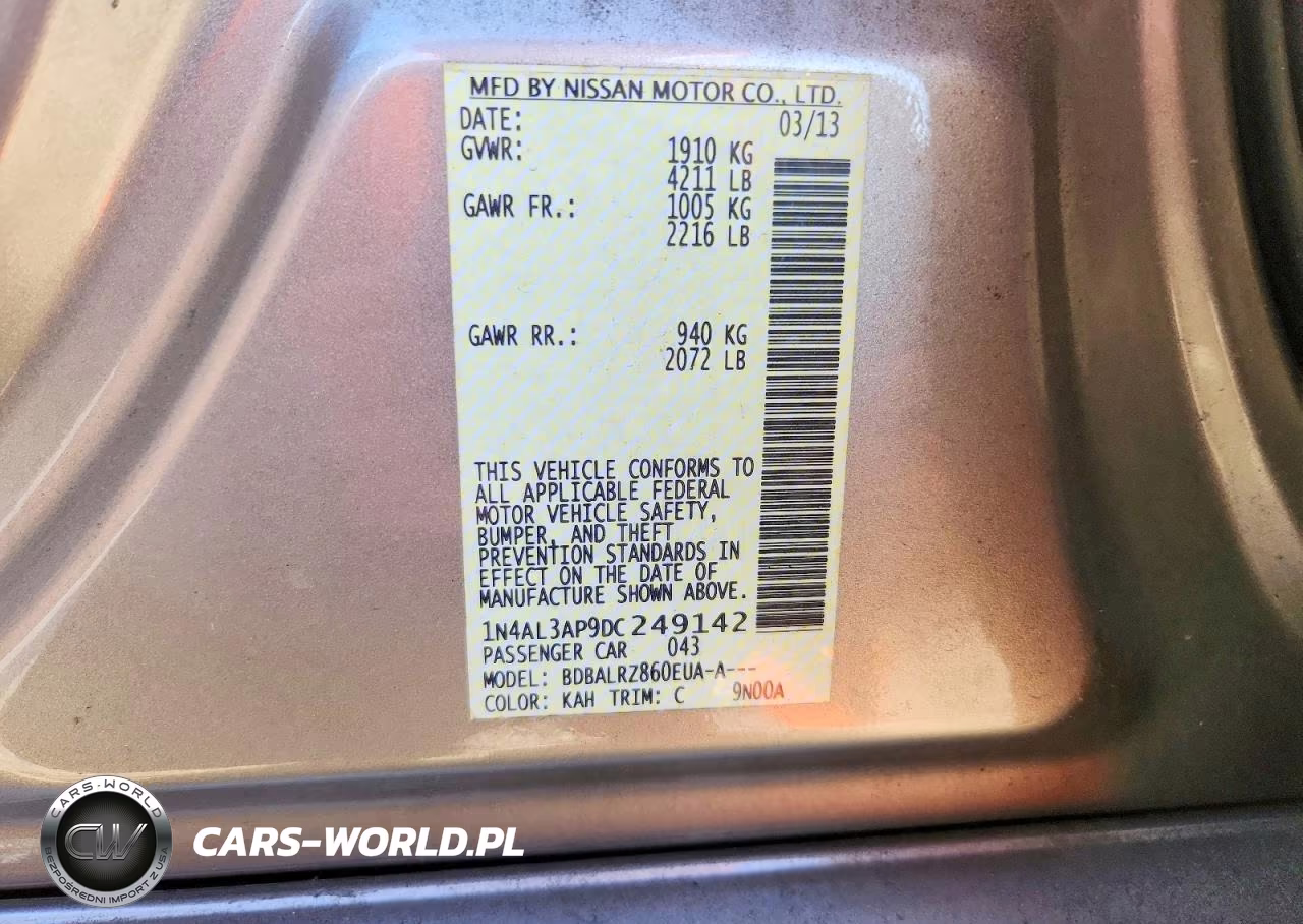 2013 Nissan Altima 2.5 VIN:1N4AL3AP9DC249142 - 12