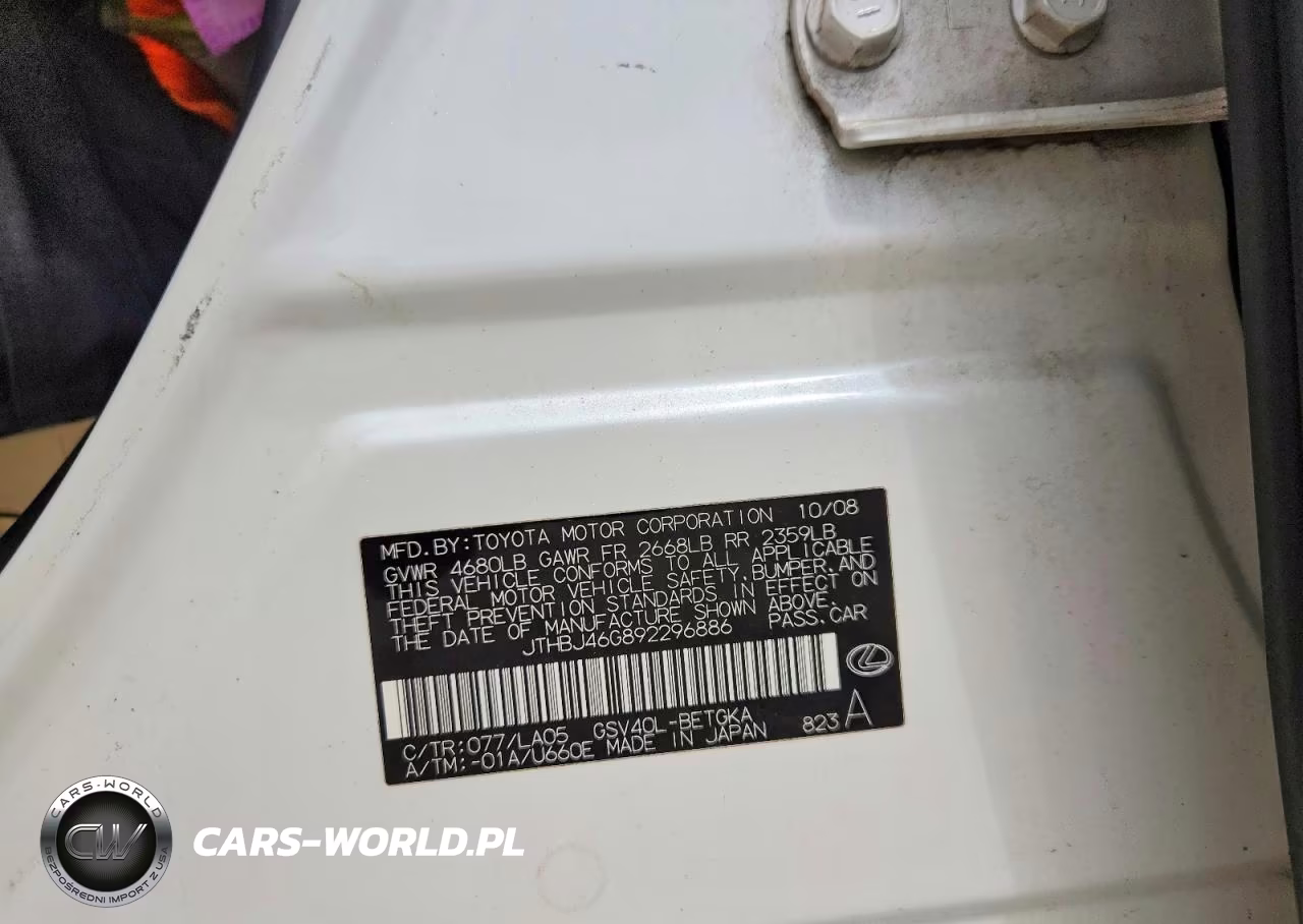 2009 Lexus Es 350 VIN:JTHBJ46G892296886 - 12