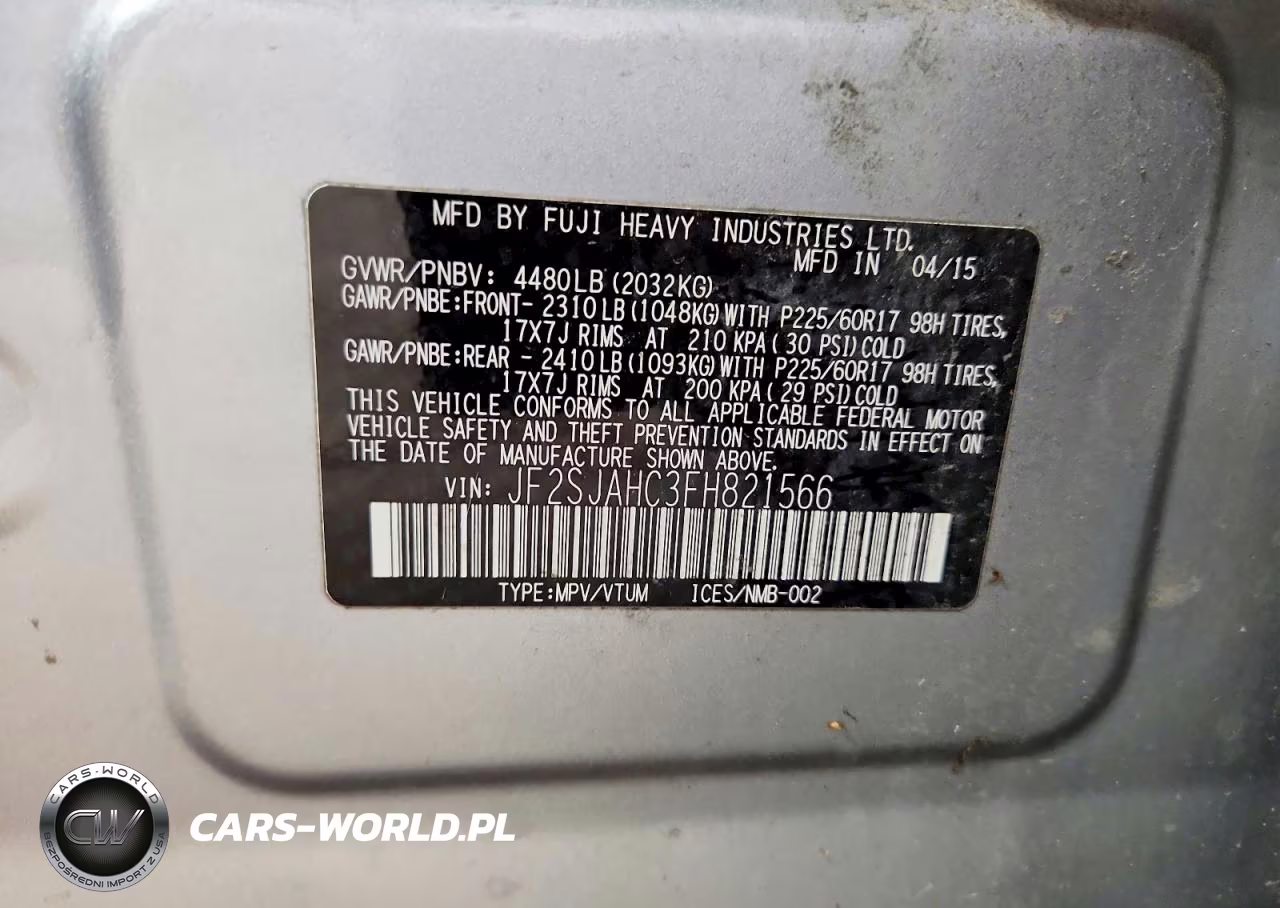 2015 Subaru Forester 2.5I Limited VIN:JF2SJAHC3FH821566 - 13