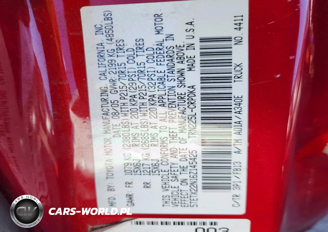 2006 Toyota Tacoma Base VIN:5TETX22N16Z145425 - 12