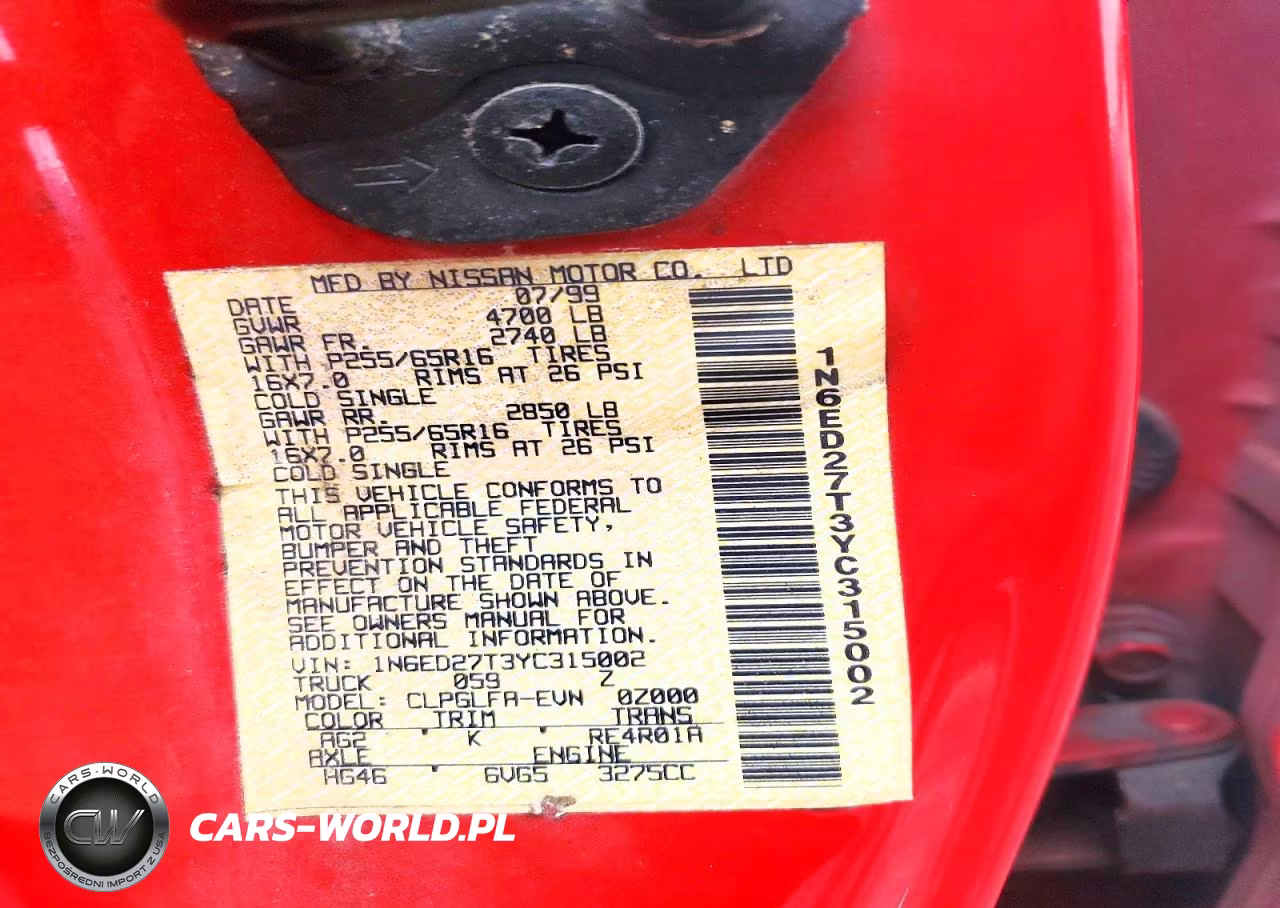 2000 Nissan Frontier Xe VIN:1N6ED27T3YC315002 - 12