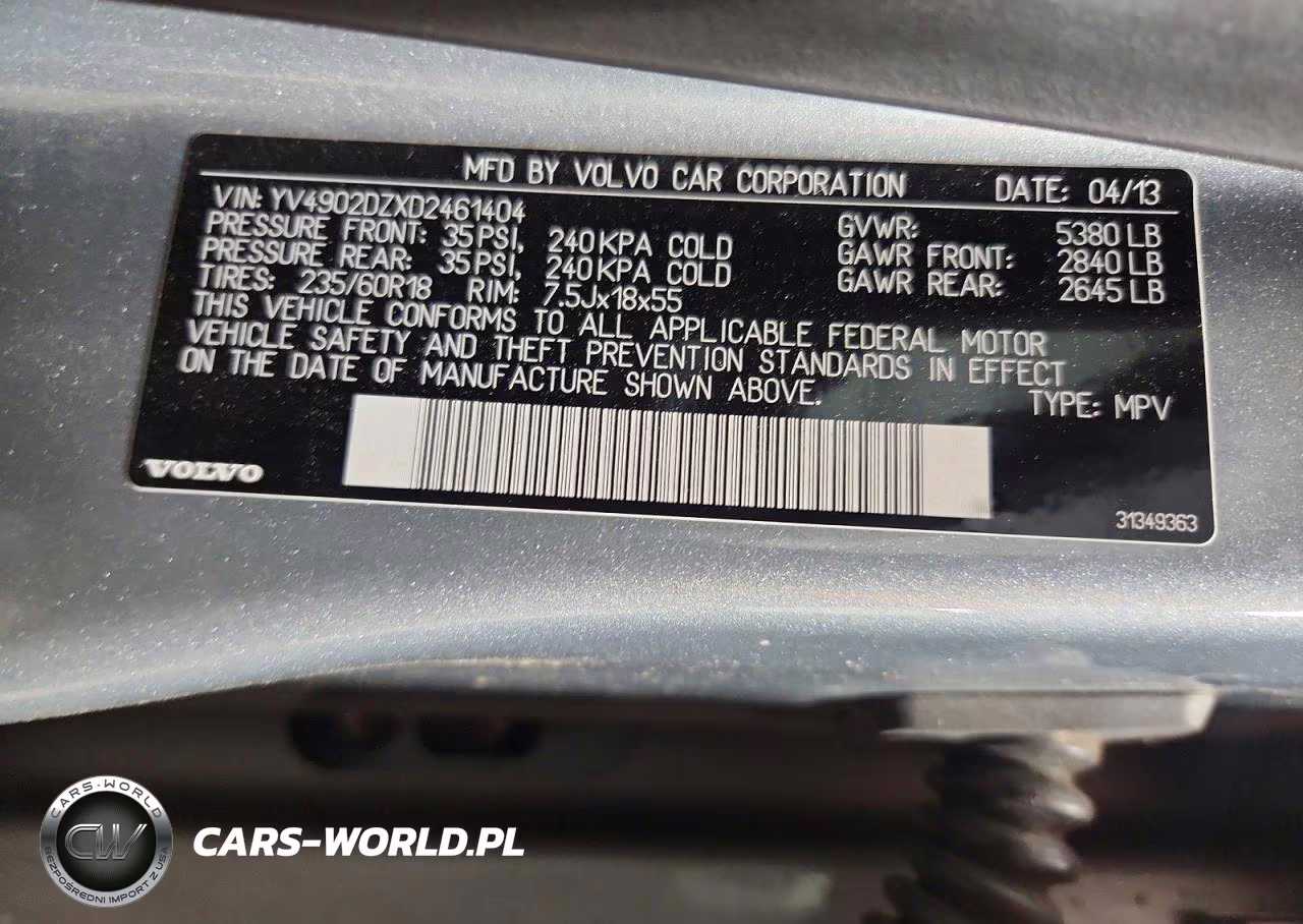 2013 Volvo Xc60 T6 VIN:YV4902DZXD2461404 - 14