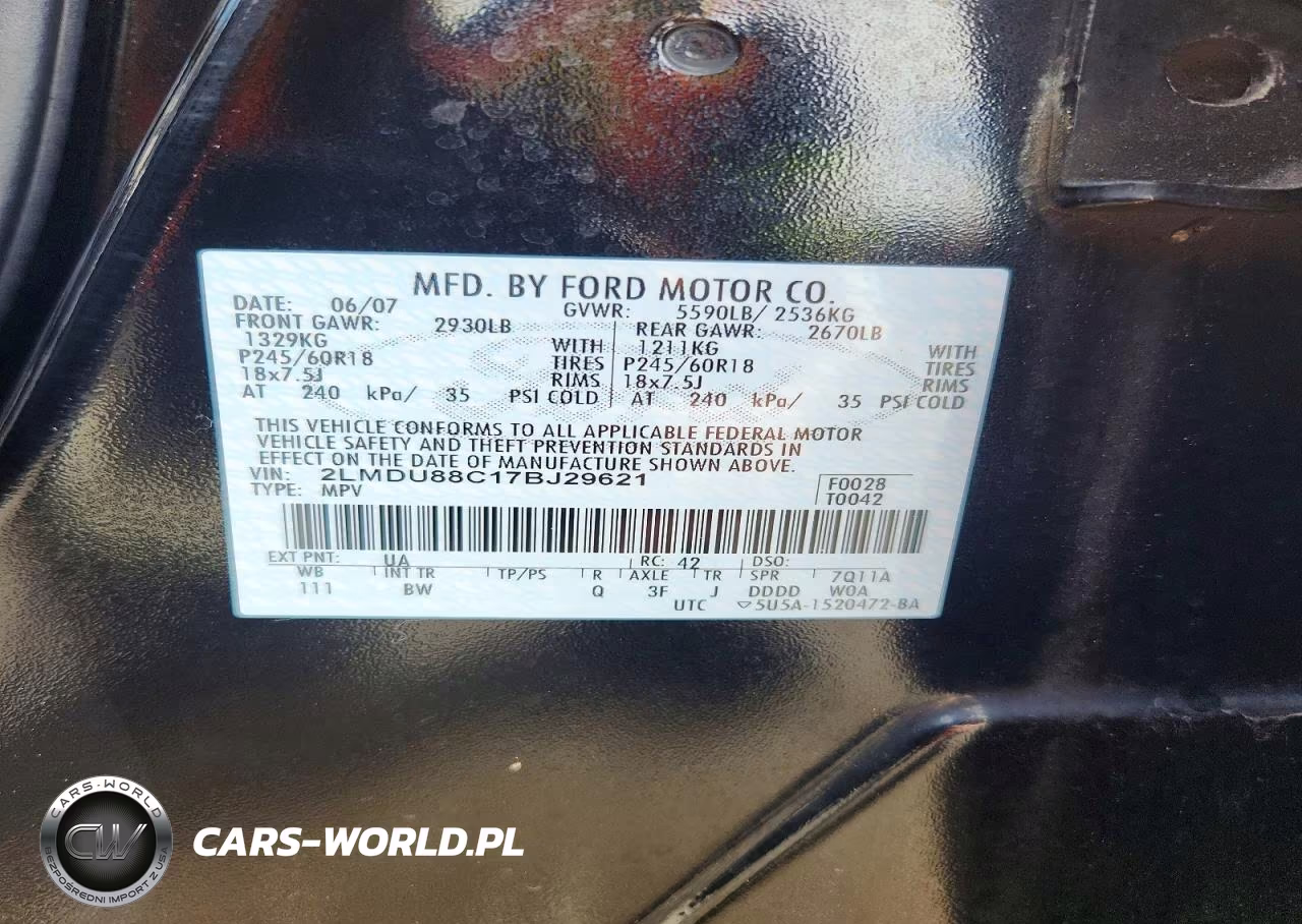 2007 Lincoln Mkx VIN:2LMDU88C17BJ29621 - 12