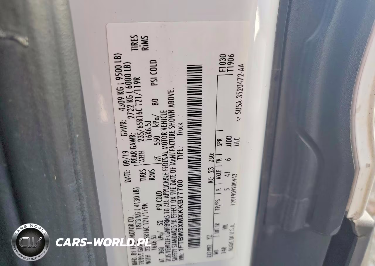 2019 Ford Transit 350 Delivery Van VIN:1FTBW3XMXKKB77700 - 12