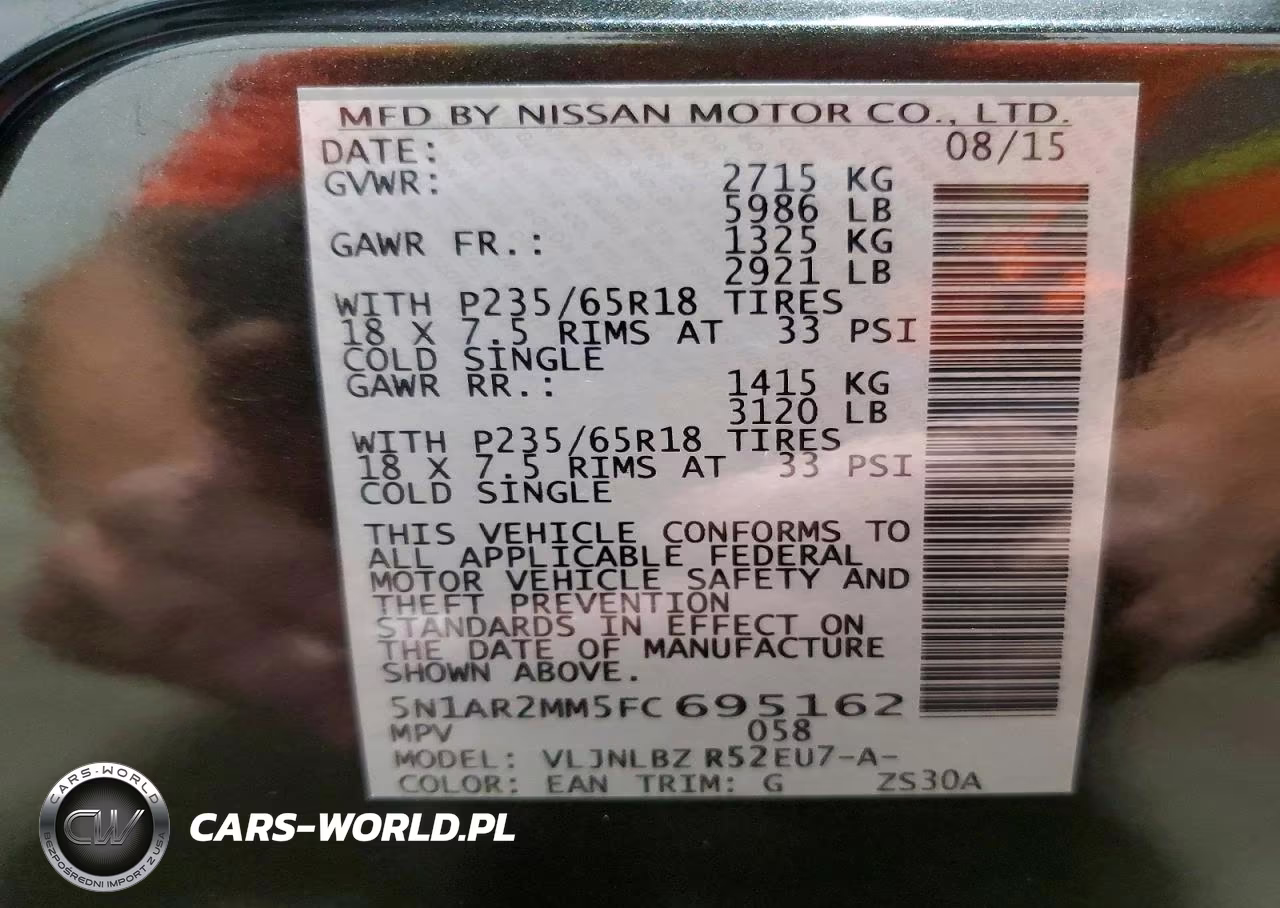 2015 Nissan Pathfinder 4D 4X4 VIN:5N1AR2MM5FC695162 - 14