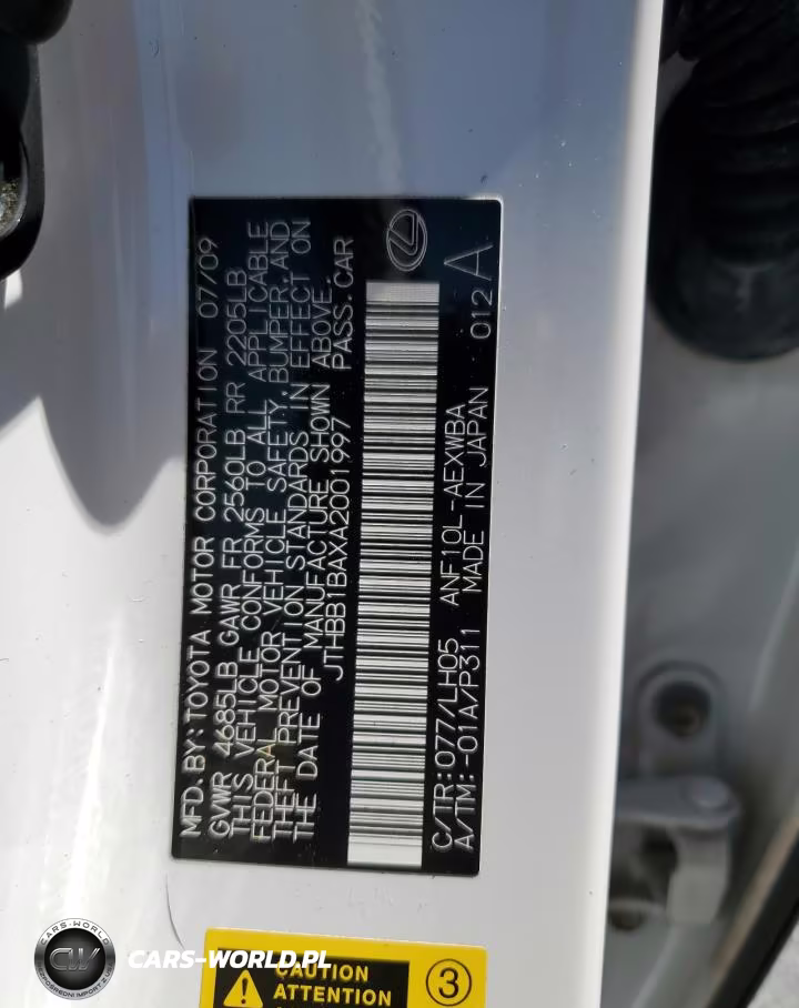 2010 Lexus Hs 250H VIN:JTHBB1BAXA2001997 - 12