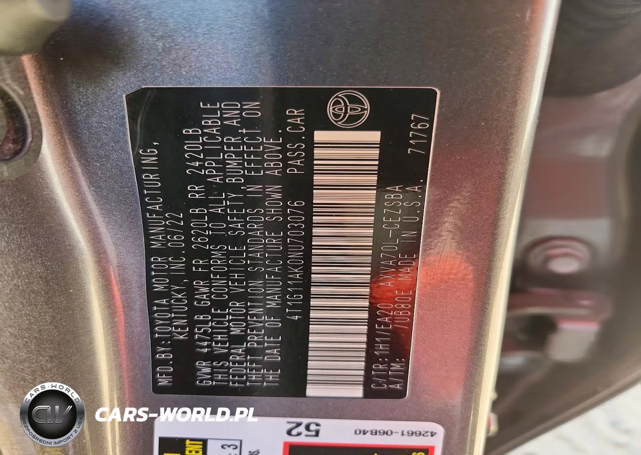 2022 Toyota Camry Se VIN:4T1G11AK0NU703076 - 12