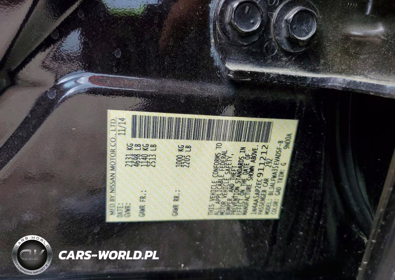 2014 Nissan Maxima 3.5 S VIN:1N4AA5AP2EC911212 - 12