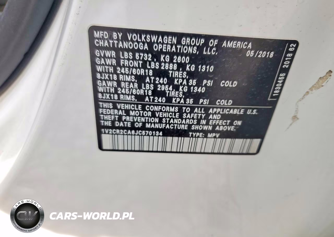 2018 Volkswagen Atlas Se VIN:1V2CR2CA6JC570134 - 13