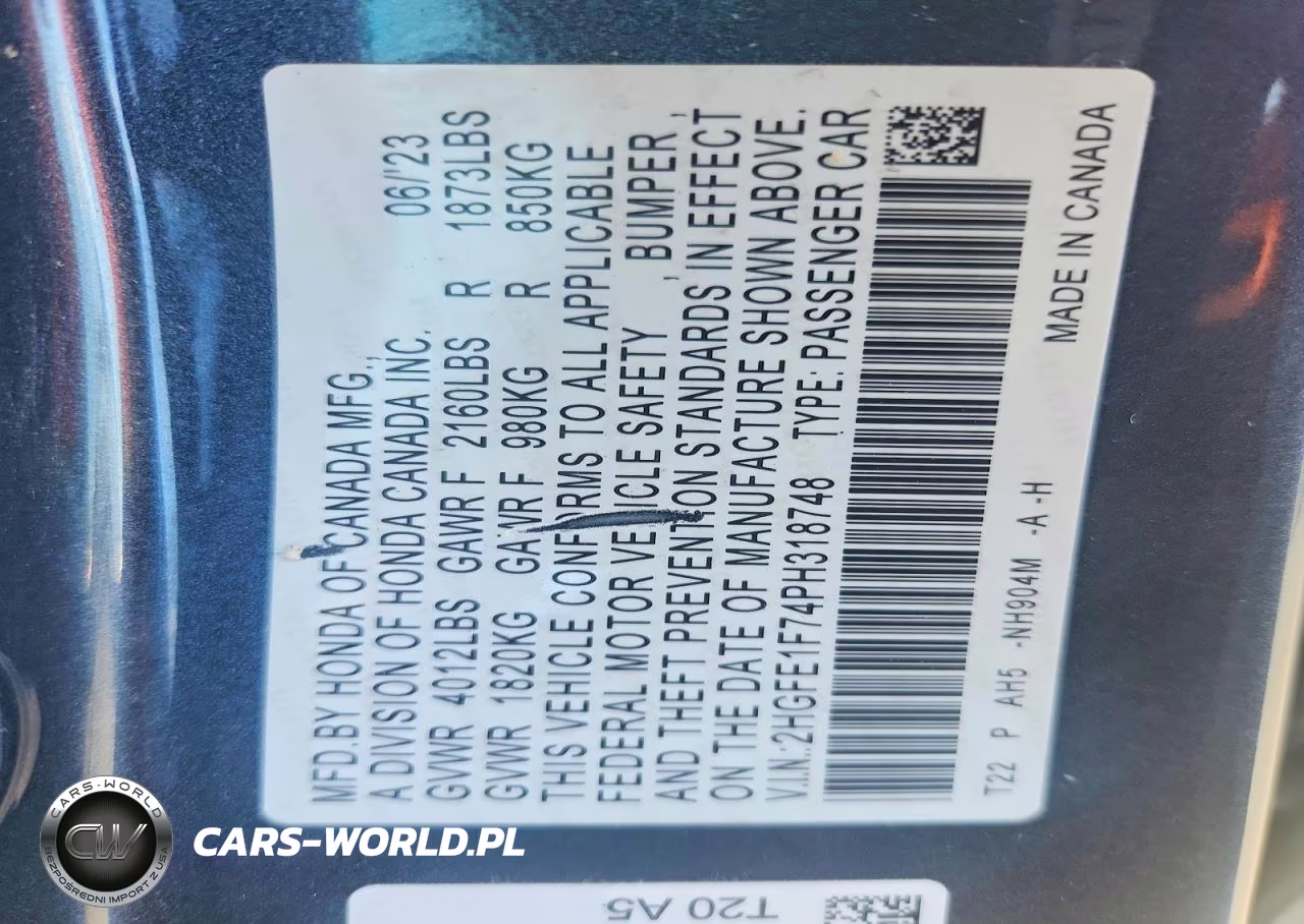 2023 Honda Civic Ex VIN:2HGFE1F74PH318748 - 13