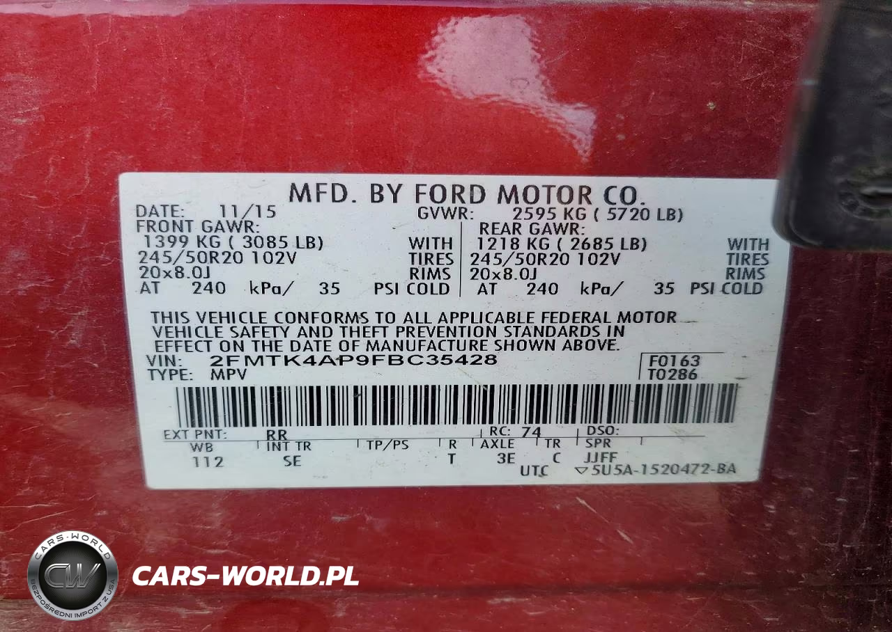 2015 Ford Edge Sport VIN:2FMTK4AP9FBC35428 - 13