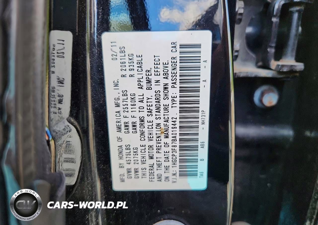 2011 Honda Accord Exl VIN:1HGCP3F87BA019442 - 12