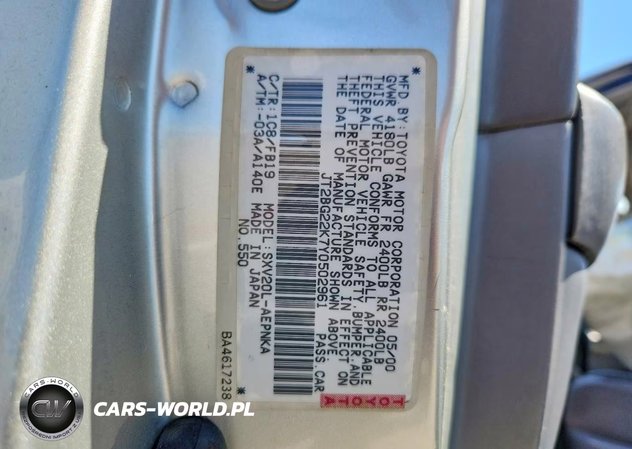 2000 Toyota Camry Le VIN:JT2BG22K7Y0502961 - 12