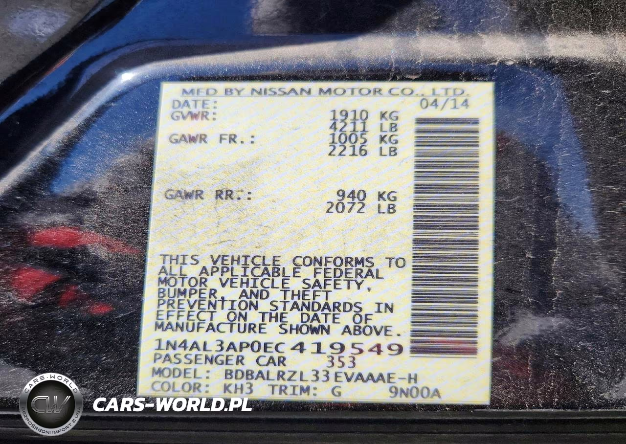 2014 Nissan Altima 2.5 S VIN:1N4AL3AP0EC419549 - 13