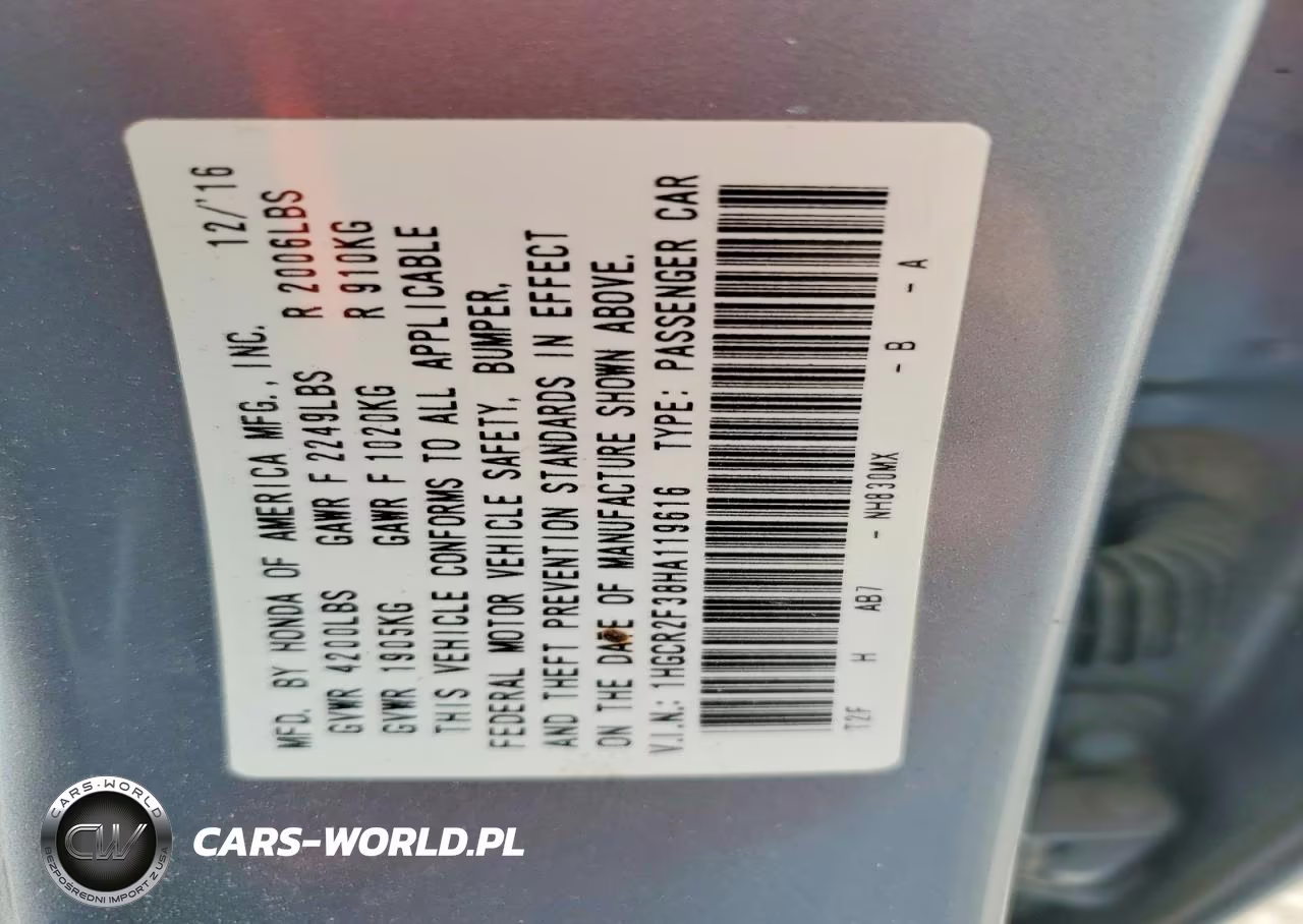 2017 Honda Accord Lx VIN:1HGCR2F38HA119616 - 12