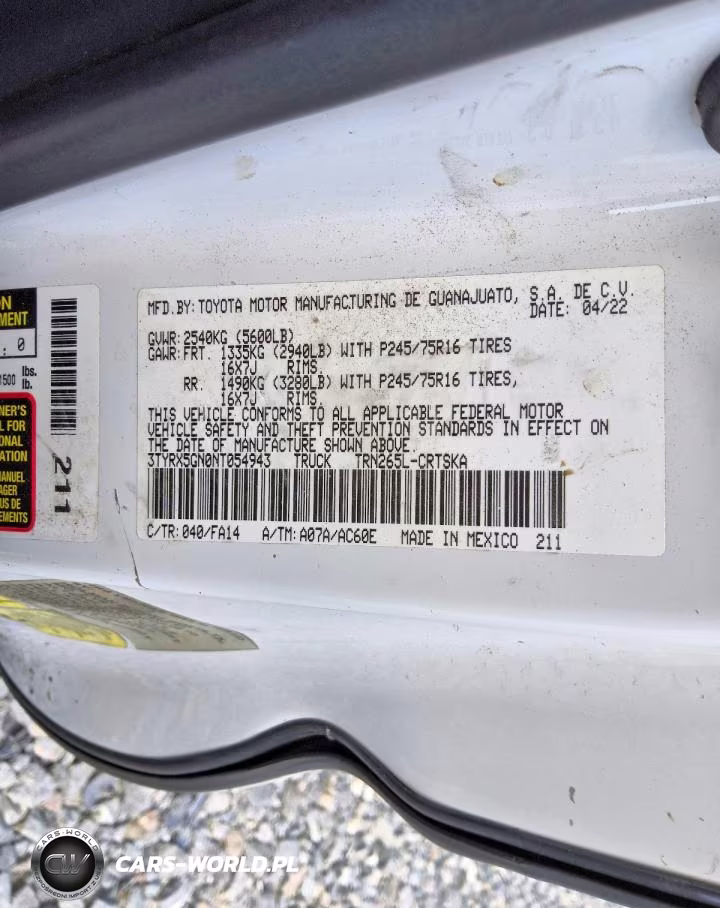 2022 Toyota Tacoma Sr VIN:3TYRX5GN0NT054943 - 12